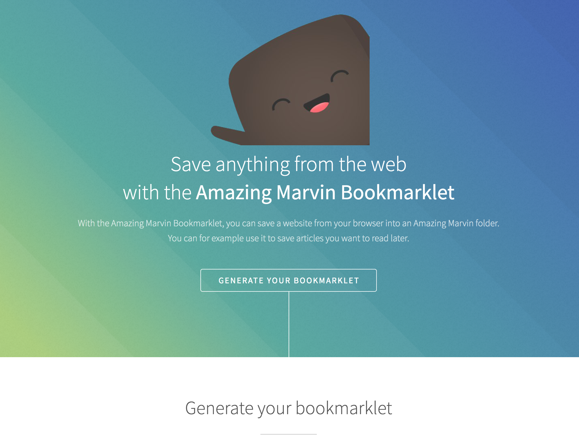 Screenshot of bookmarklet page